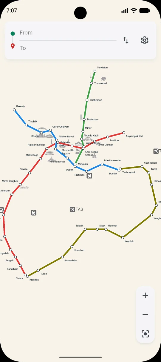 Tashkent metro map
