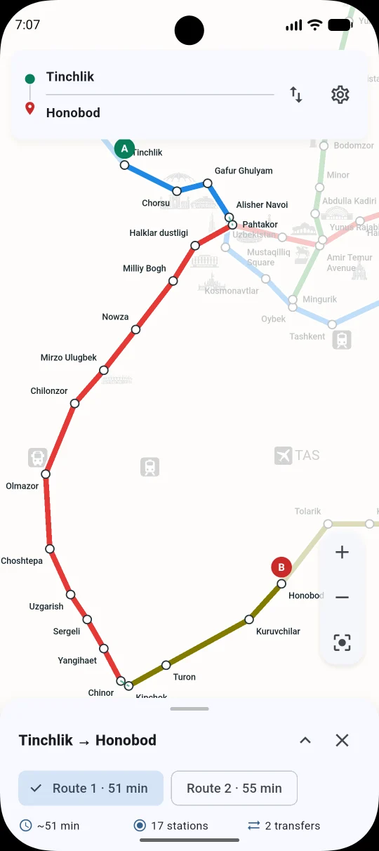 Compare routes on the map